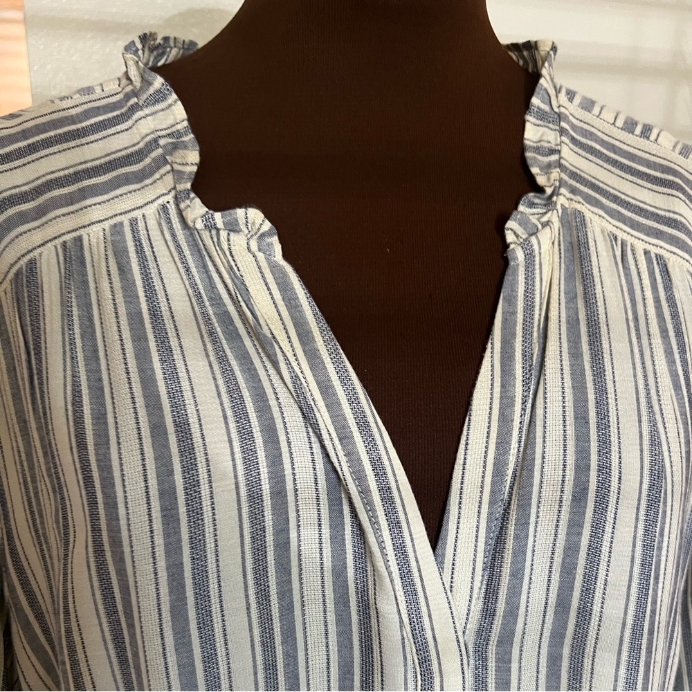 PAIGE Lagenlook Blue and White Ruffled Dress